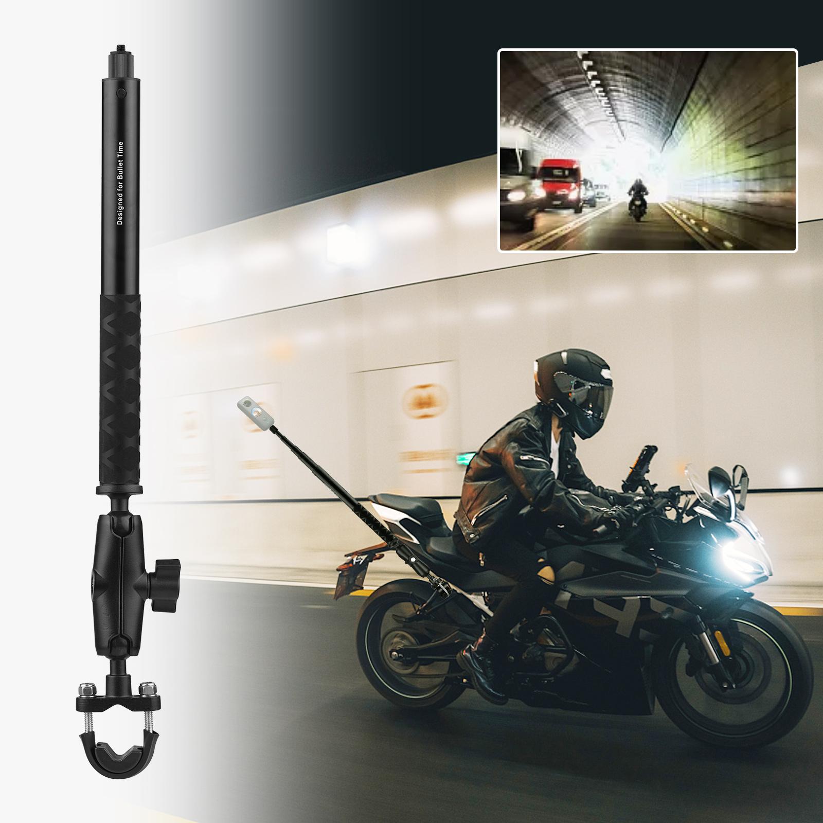 Motorcycle Bike Invisible Selfie Stick Handlebar Mount Bracket with 1/4 Inch Screw Flexible Handlebar Mount Clamp