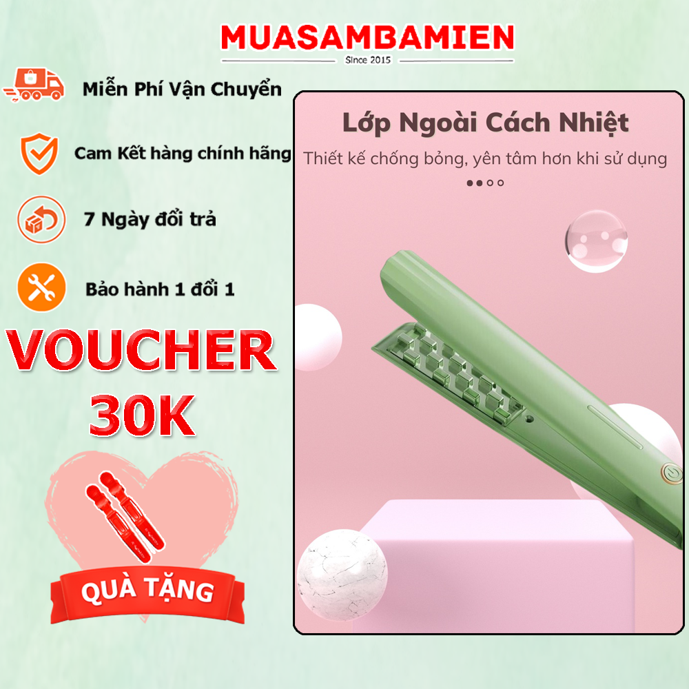 Máy Bấm Tóc, Dập Phồng Chân Tóc Chân Vuông 2in1, Mềm Mượt, Không Gãy Tóc Bảo Hành 1 Đổi 1
