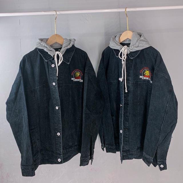 Ảnh thật áo khoác jeans nón nỉ unisex