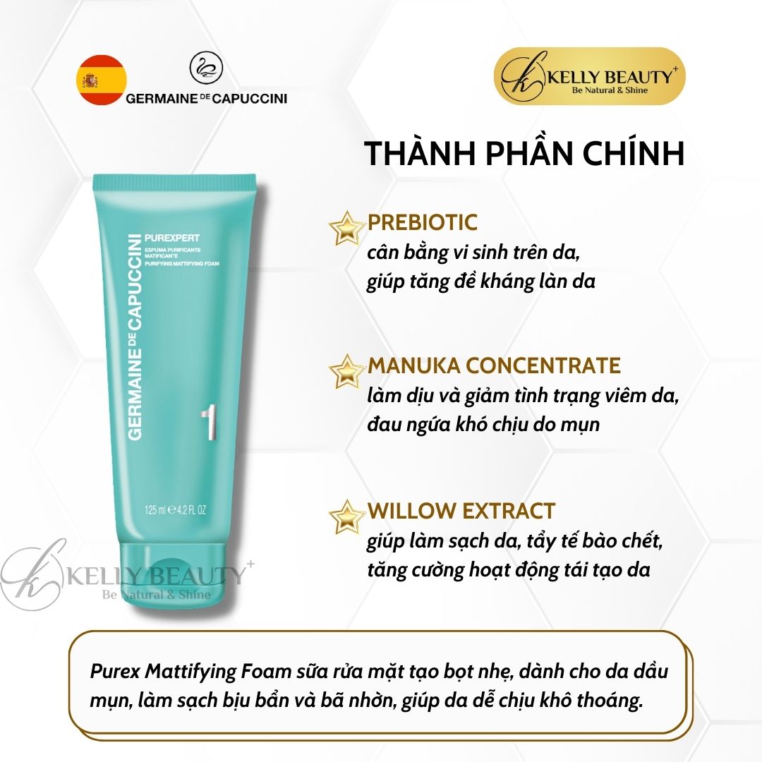 Sữa Rửa Mặt Cho Da Dầu Mụn Germaine PUREXPERT Purifying Mattifying Foam | Kelly Beauty