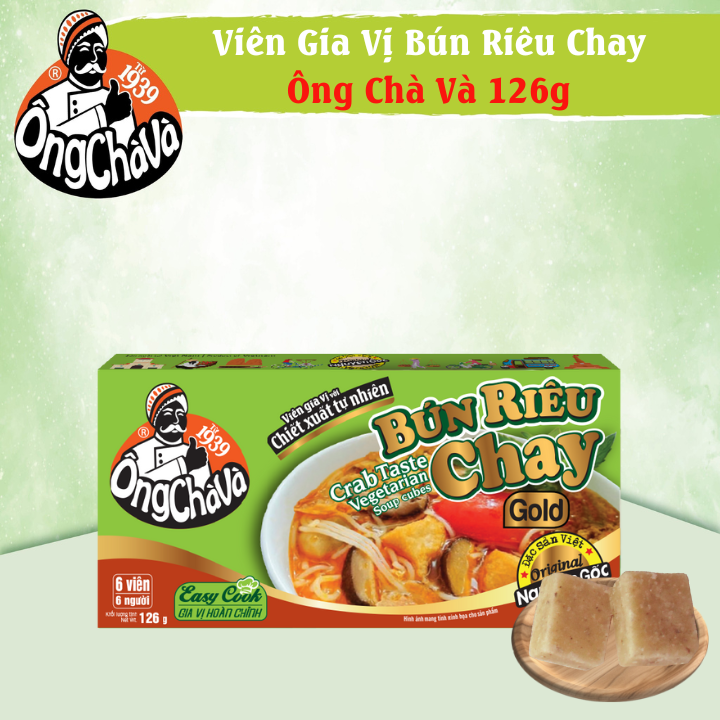 Viên Gia Vị Bún Riêu Chay Ông Chà Và Gold 126g (Crab Taste Vegetable Soup Cubes)