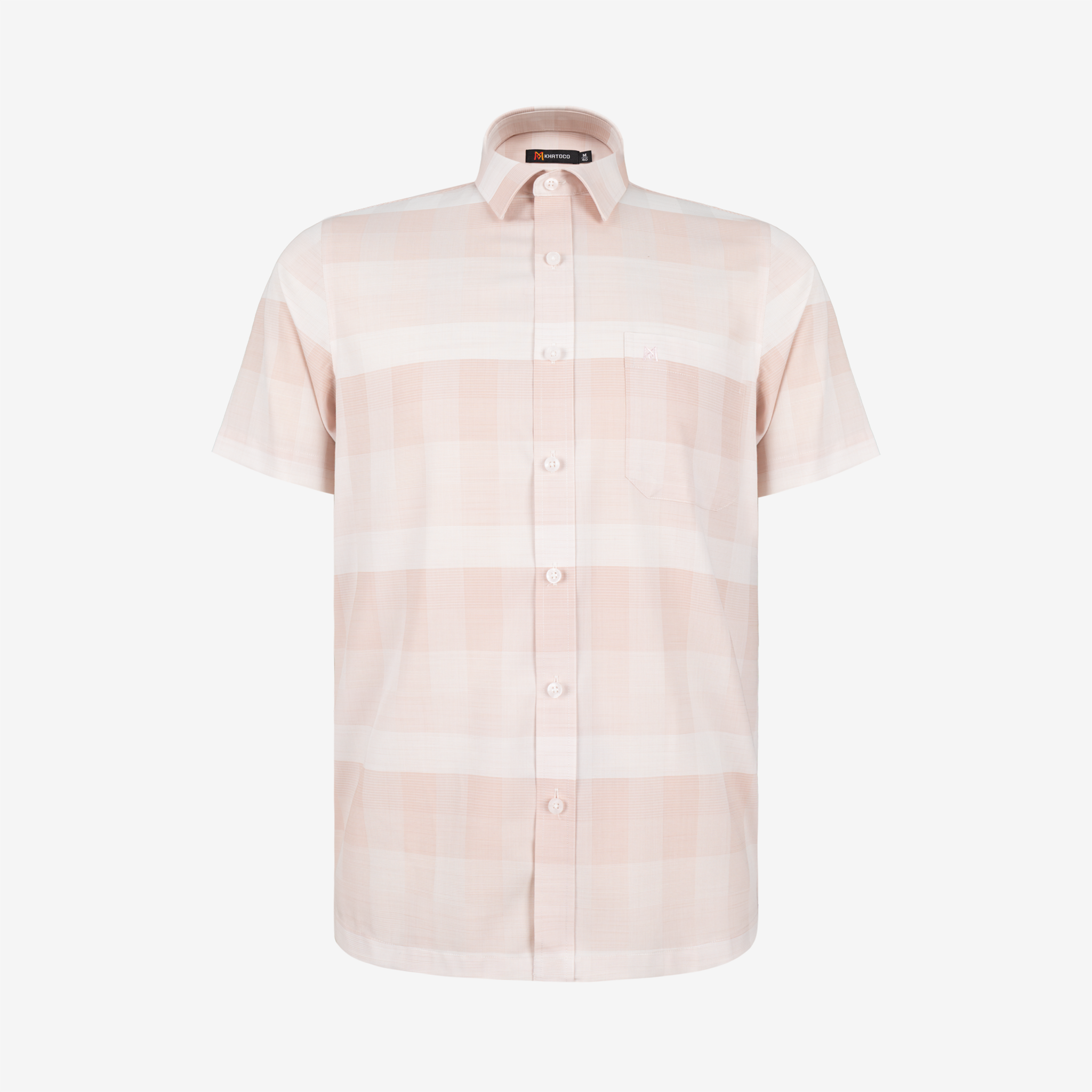 Áo sơ mi nam KHATOCO Tailor Fit ngắn tay A1MN538T2-CNCR815-2709-N