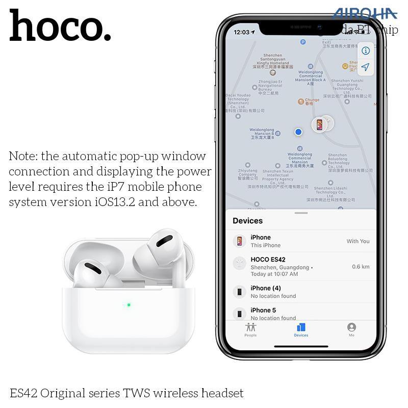 Tai nghe Bluetooth Hoco ES42 (sạc ko dây,pop-up,định vị) - Hàng Chính hãng