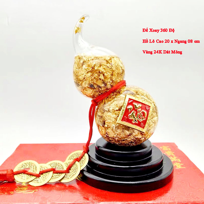 Hồ Lô Kim Trung Thủy Ngũ Dại Phúc Kim Tiền Jewelry - Vàng Dát Mỏng 24K - Đại Cát Đại Lợi - Trường Thọ