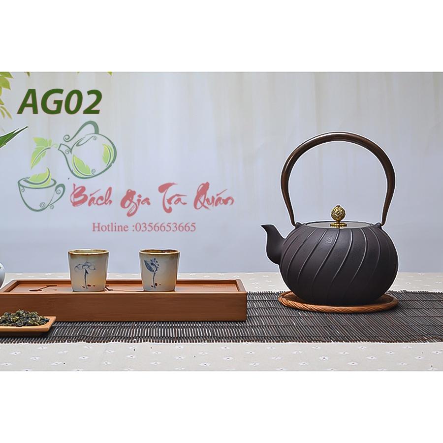 Ấm Gang Tetsubin - Đúc Thủ Công - Quai Đồng - Dung Tích 1200ml