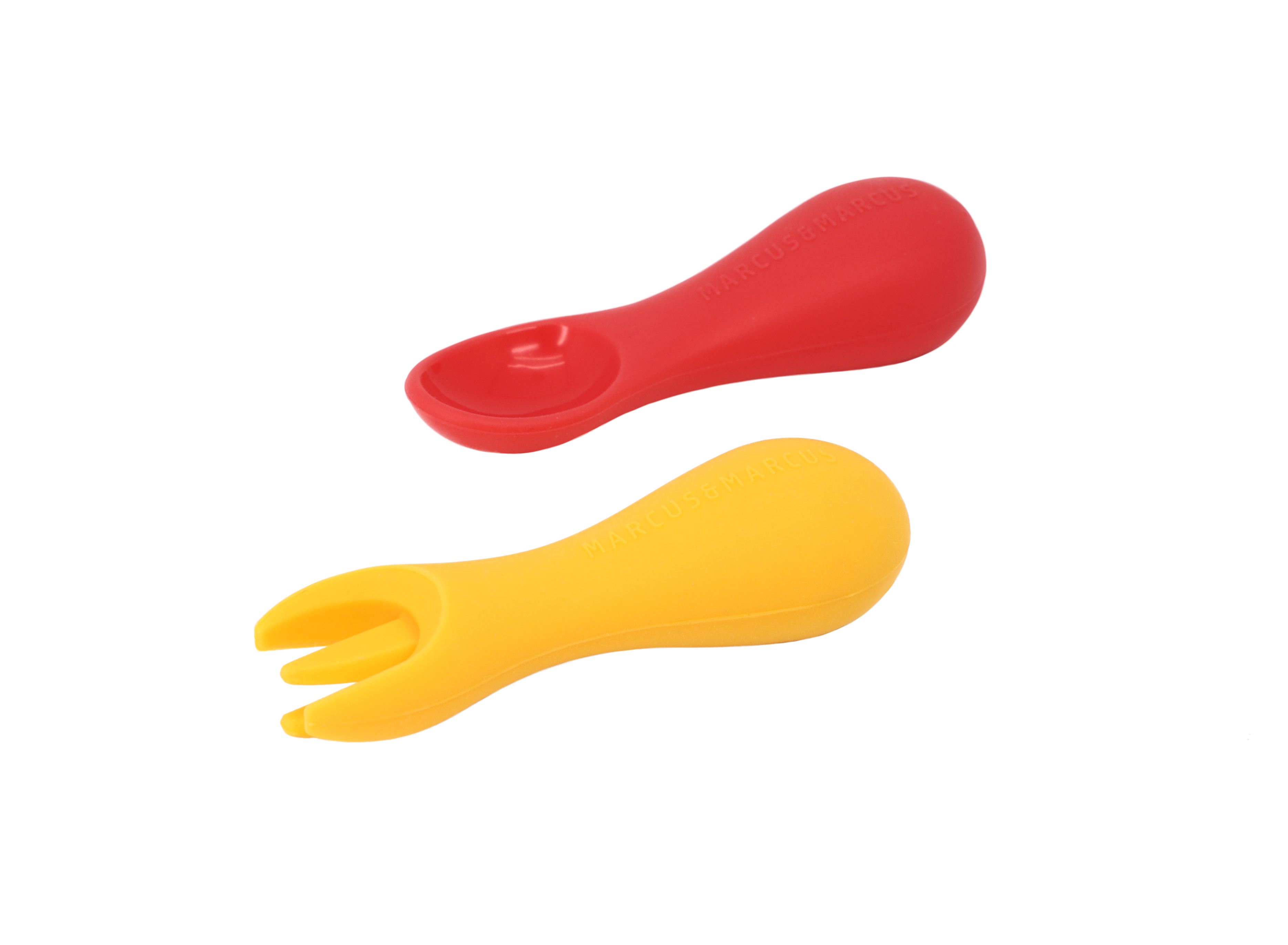 Bộ thìa nĩa tập ăn silicon cho bé Palm Grasp Marcus &amp; Marcus, từ 12 tháng - Marcus