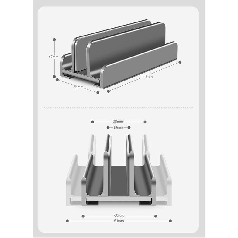 Giá đỡ kiêm đế dựng đứng Laptop Macbook máy tính bảng Ipad Surface bằng nhôm nguyên khối