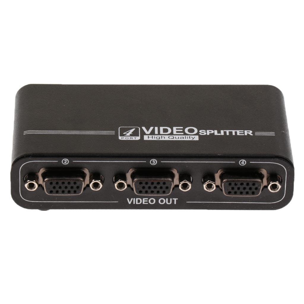 4 Port VGA Video HD Signal Amplifier Splitter Sharing Box for PC 550MHz
