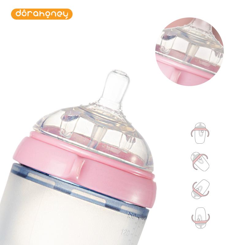 Dorahoney Sữa Nhỏ 150Ml Chống Đầy Hơi Bé Sơ Sinh Hàng Silicone Điều Dưỡng Cốc Chống Trơn Trượt Rộng cấu Tạo Bình