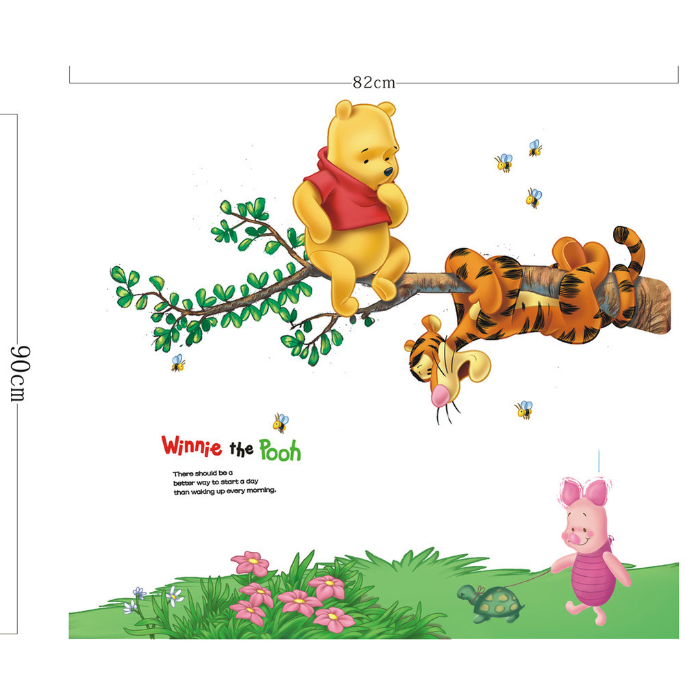 Decal dán tường gấu pooh leo cây - HP77