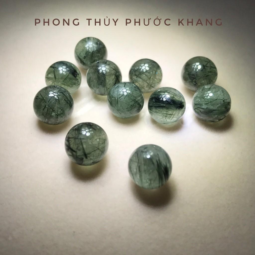 Hạt tóc xanh tự nhiên có lỗ size 7-12 mm