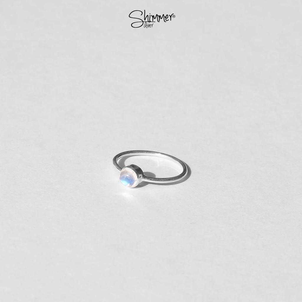 Nhẫn bạc 925 - Nhẫn Basic Stone - Moonstone - Shimmer Silver