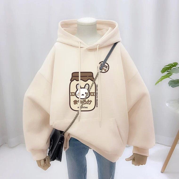 Áo hoodie nam nữ sữa thỏ chất nỉ bông siêu dày , phom rộng size từ 37 đến 65kg