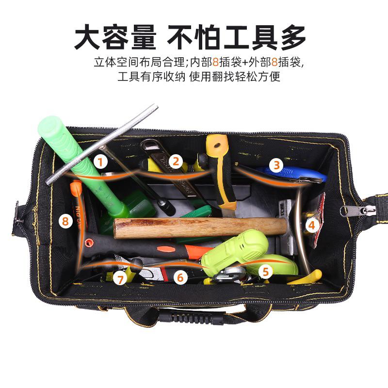 Túi đựng đồ nghề cao cấp đế nhựa chống vỡ, vải 3 lớp chống đam thủng màu xanh đen