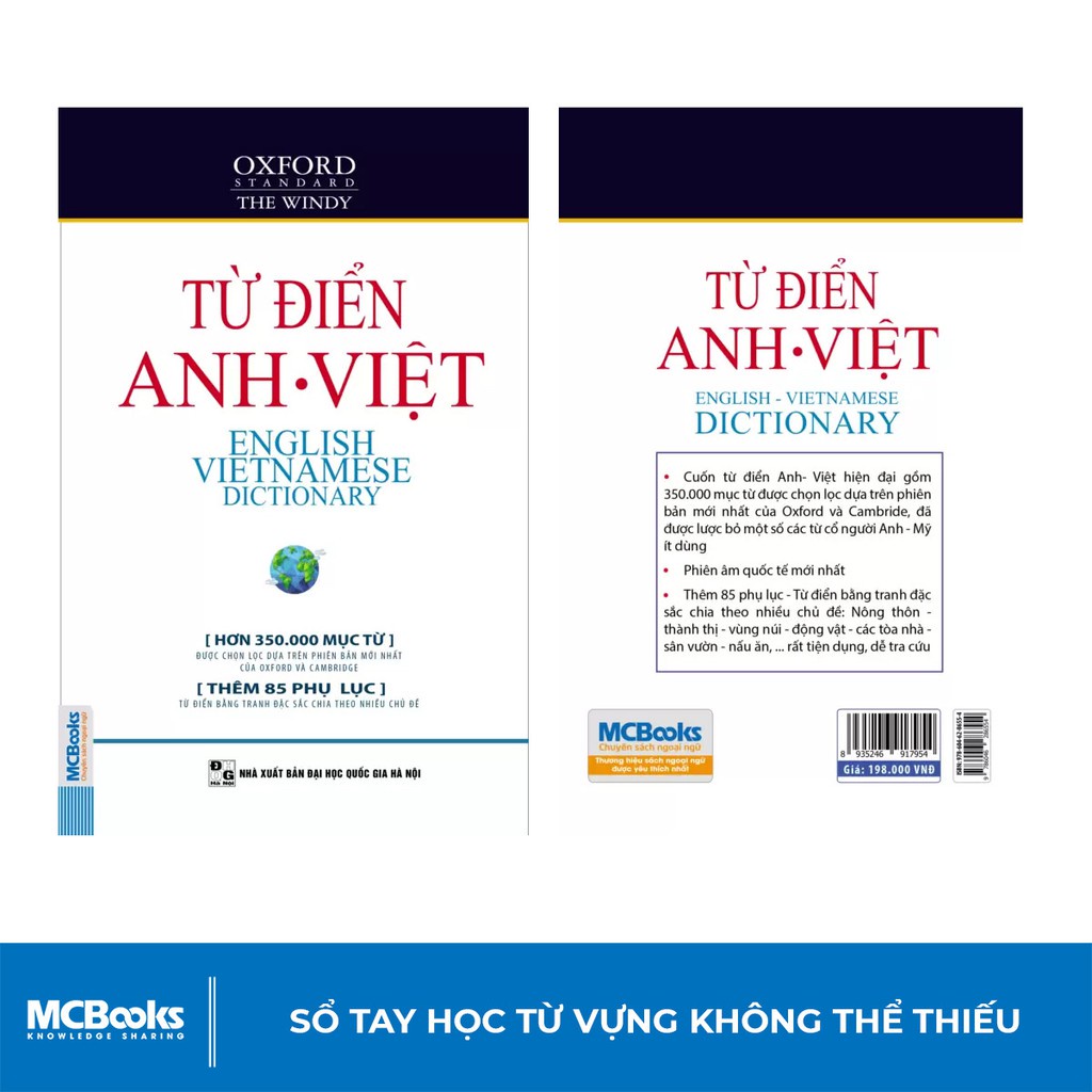 Sách - Từ Điển Anh VIệt Phiên Bản Bìa Mềm Màu Trắng - Giải Nghĩa Đầy Đủ Ví Dụ Phong Phú - MC