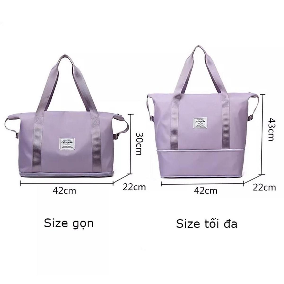 Túi xách du lịch gấp gọn 2 tầng size đại nới đáy chất vải dù chống nước tiện lợi bền đẹp quai đeo chắc chắn đa năng