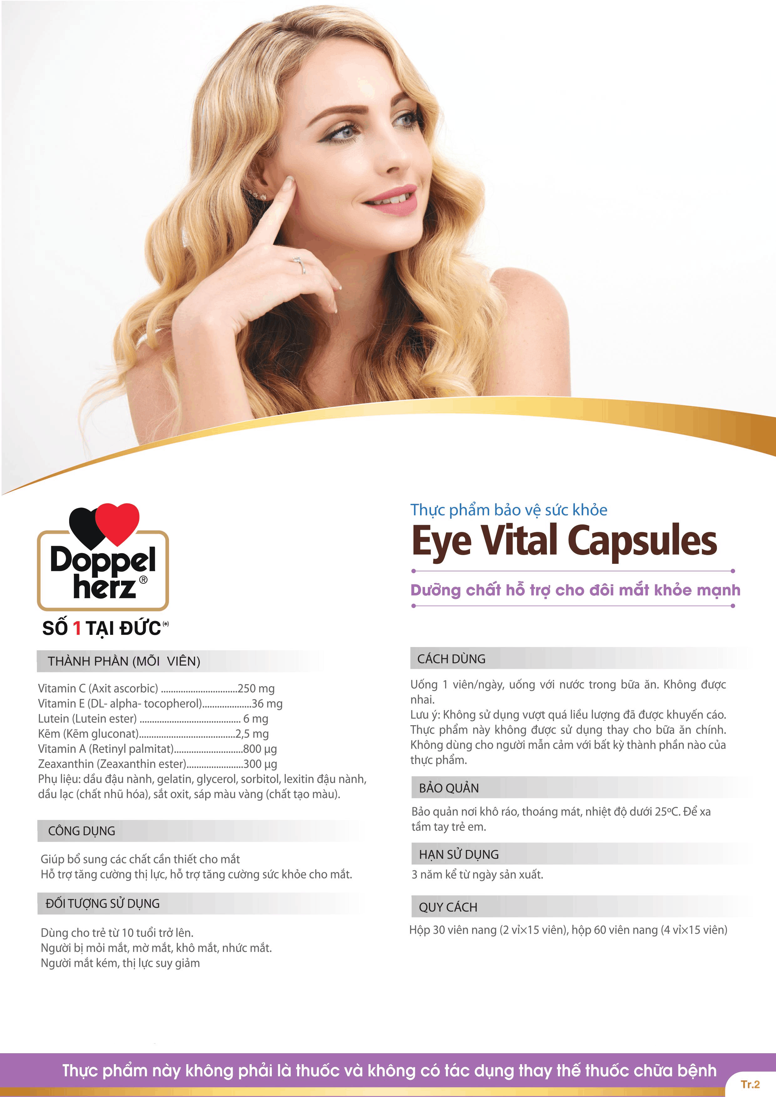 Viên uống tăng cường thị lực, chống mỏi mắt Doppelherz Aktiv Eye Vital (Hộp 30 viên)
