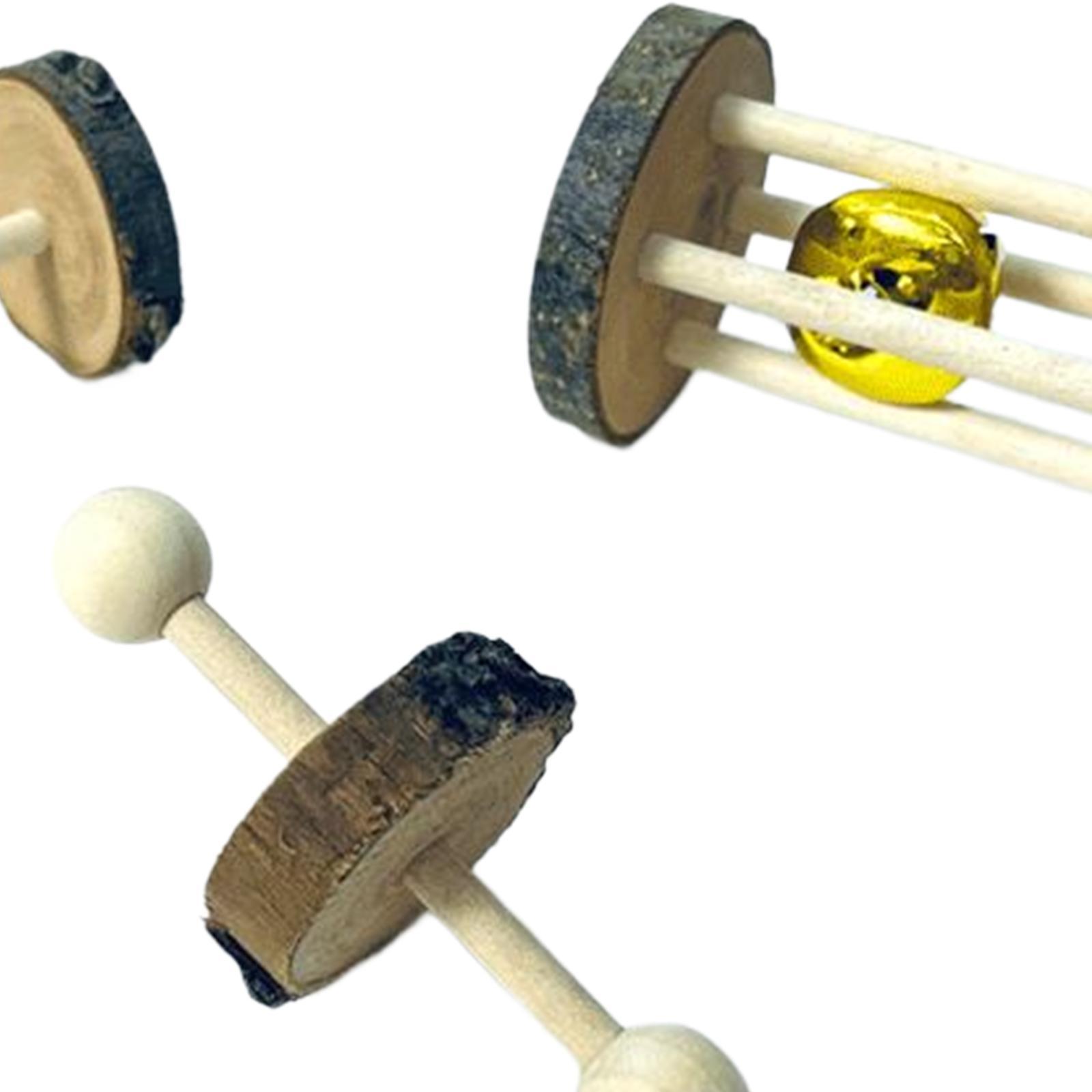 3Pcs Wooden Small Animals Exercise Bell Roller Unicycle Hamster Roller Toys