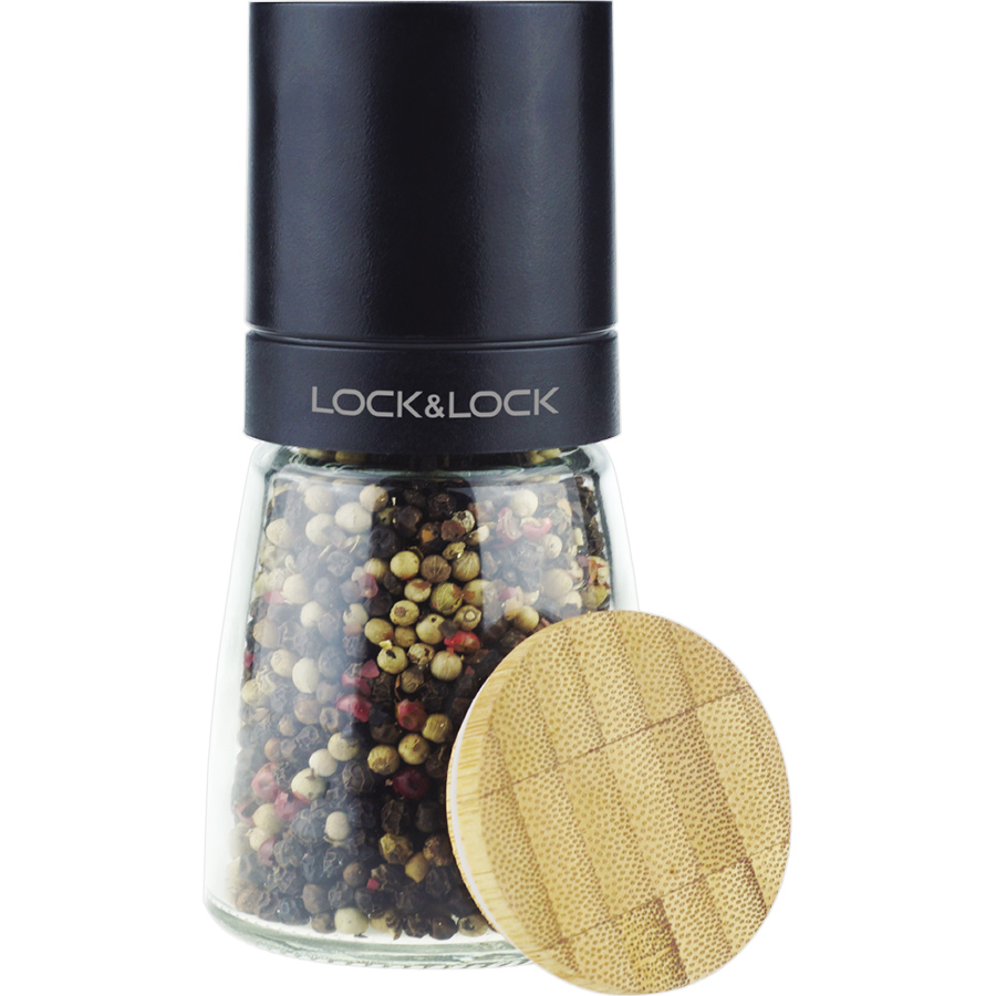 Bộ 2 hũ xay tiêu thủy tinh CKO115S2 140ml Lock&Lock - Màu đen & trắng