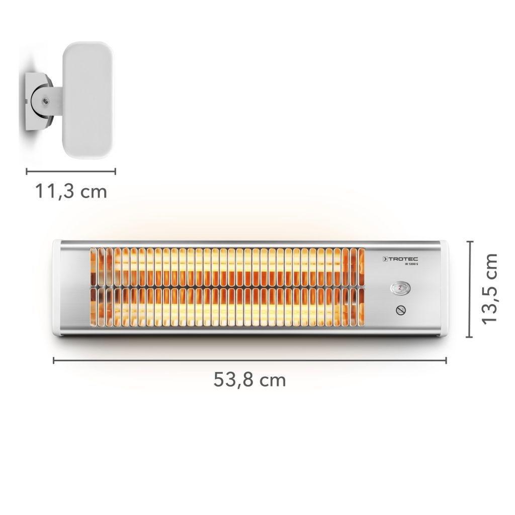 Đèn Sưởi Treo Tường Trotec IR 1200 S, Máy Sưởi Phòng Tắm, Thiết Bị Sưởi, 2 Cấp Nhiệt, Công Suất 1200W, Nhập Đức, BH 12 Tháng