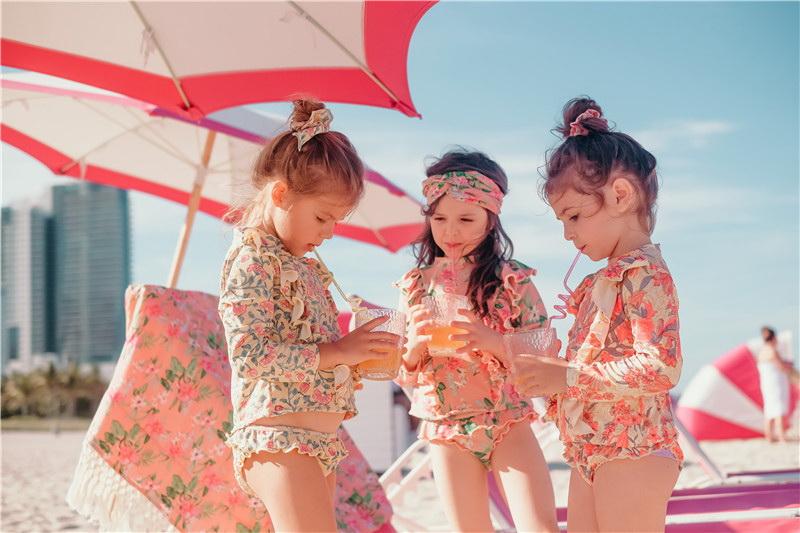 Hoa Đồ Bơi Mùa Hè 2020 Phong Cách Mới 2 Bộ Áo Dài Tay Dành Cho Nóng Trẻ Em Dễ Thương Đồ Bơi Quần Áo 3-8Y e20207