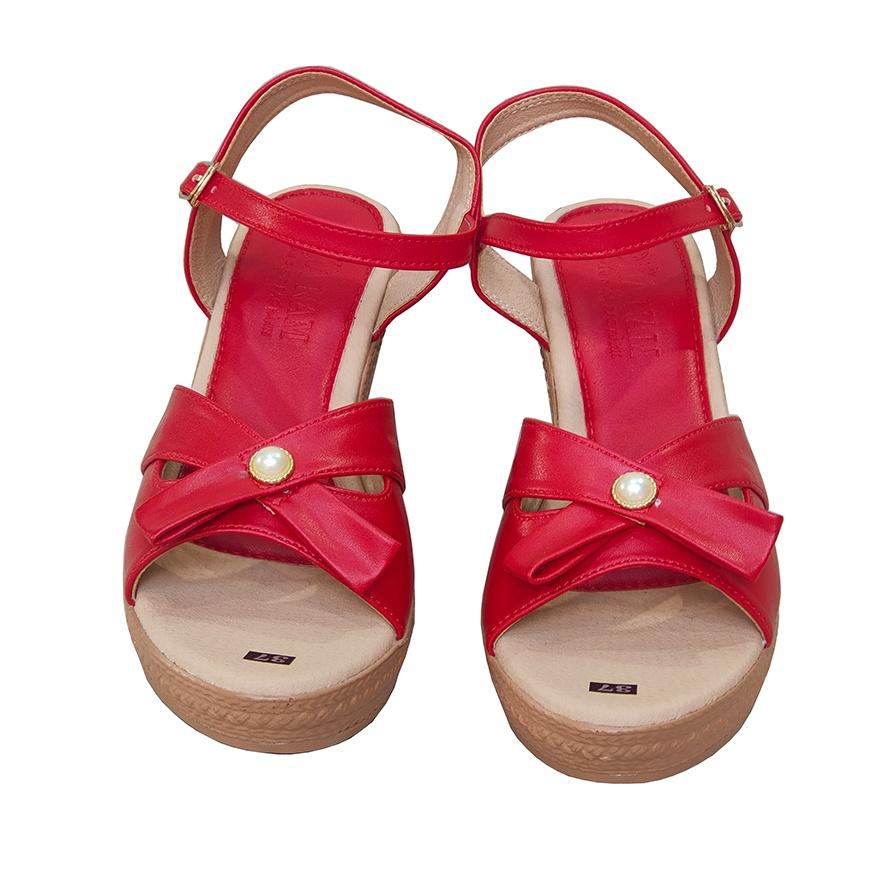 Giày Sandal Nữ Đế Xuồng HÀ NAM Da Bò Thật Thời Trang Cao Cấp 7cm DNU2149a