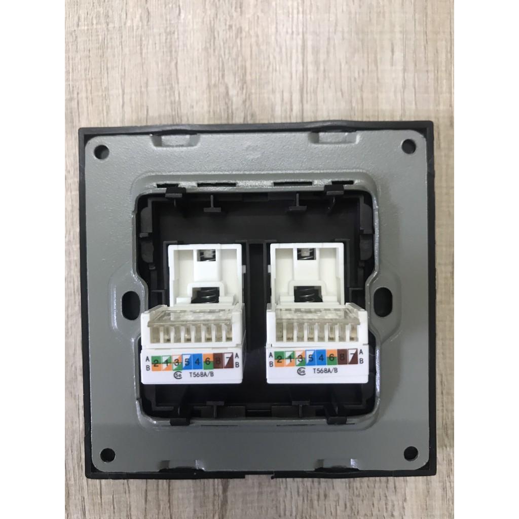 Ổ cắm 2 cổng mạng âm tường mặt kính cường lực ATS-UKB-L2
