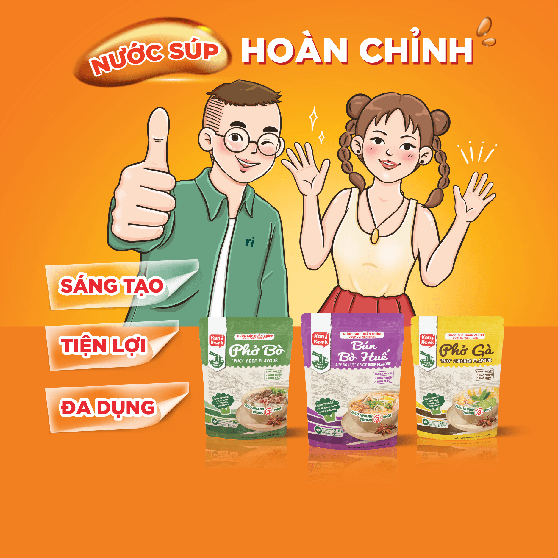 Nước Xốt (Sốt) Cô Đặc Vị Phở Gà KanKook Gói 210g Nấu/Trộn Ăn Liền Vị Hoàn Chỉnh Chuẩn Vị Phở Sài Gòn
