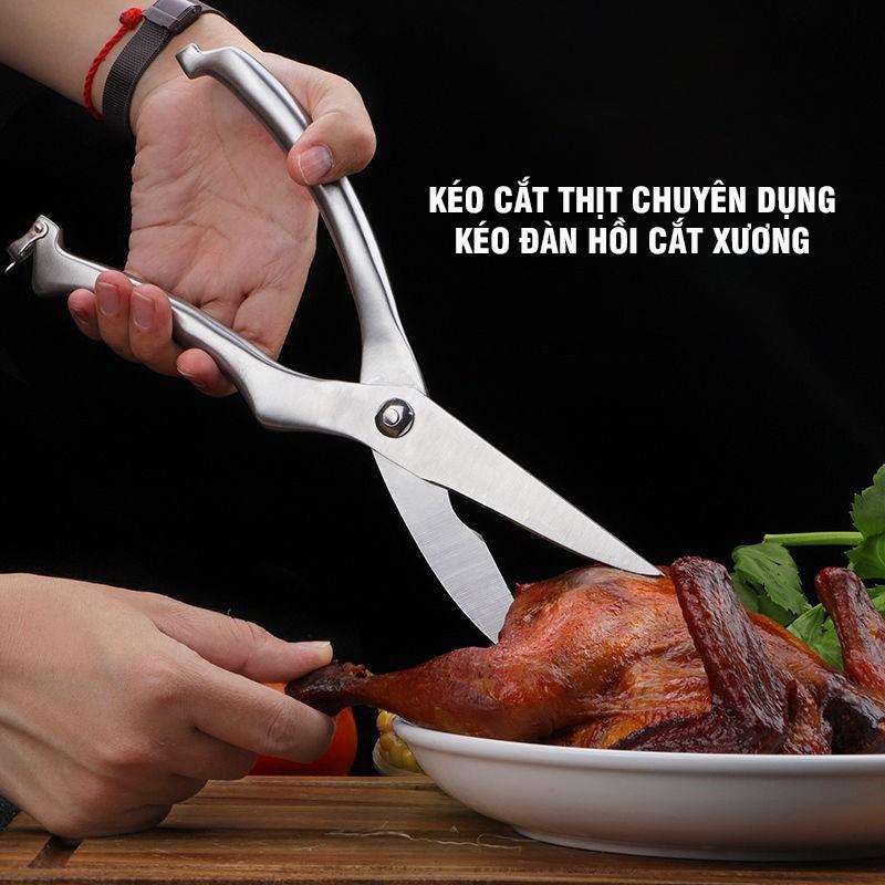 Kéo Cắt Gà, Cắt Xương Chuyên Dụng Có Lò Xo Đàn Hồi Chất Liệu Inox 304 Cao Cấp