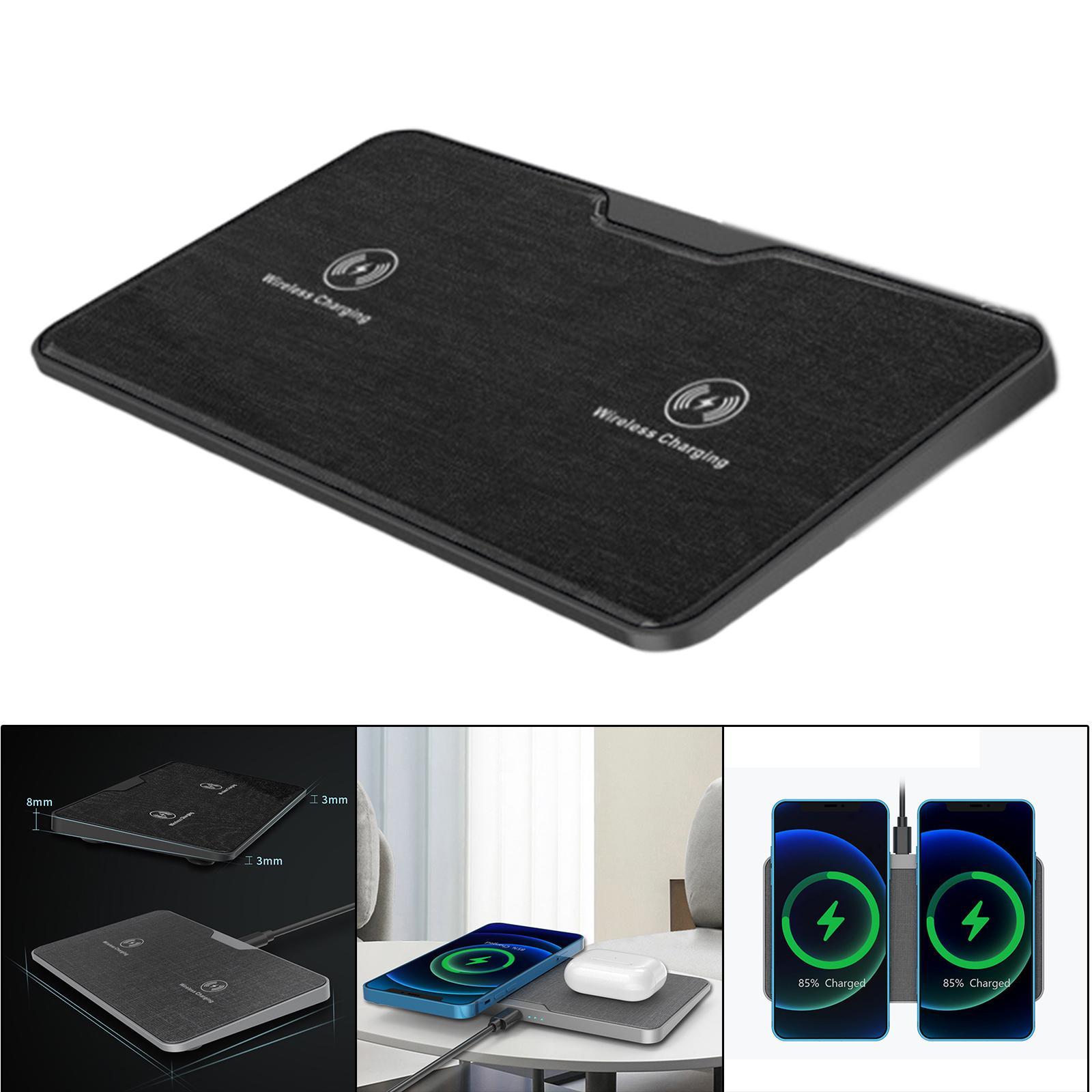 Dual Wireless Charger Charger ABS for Phone Black