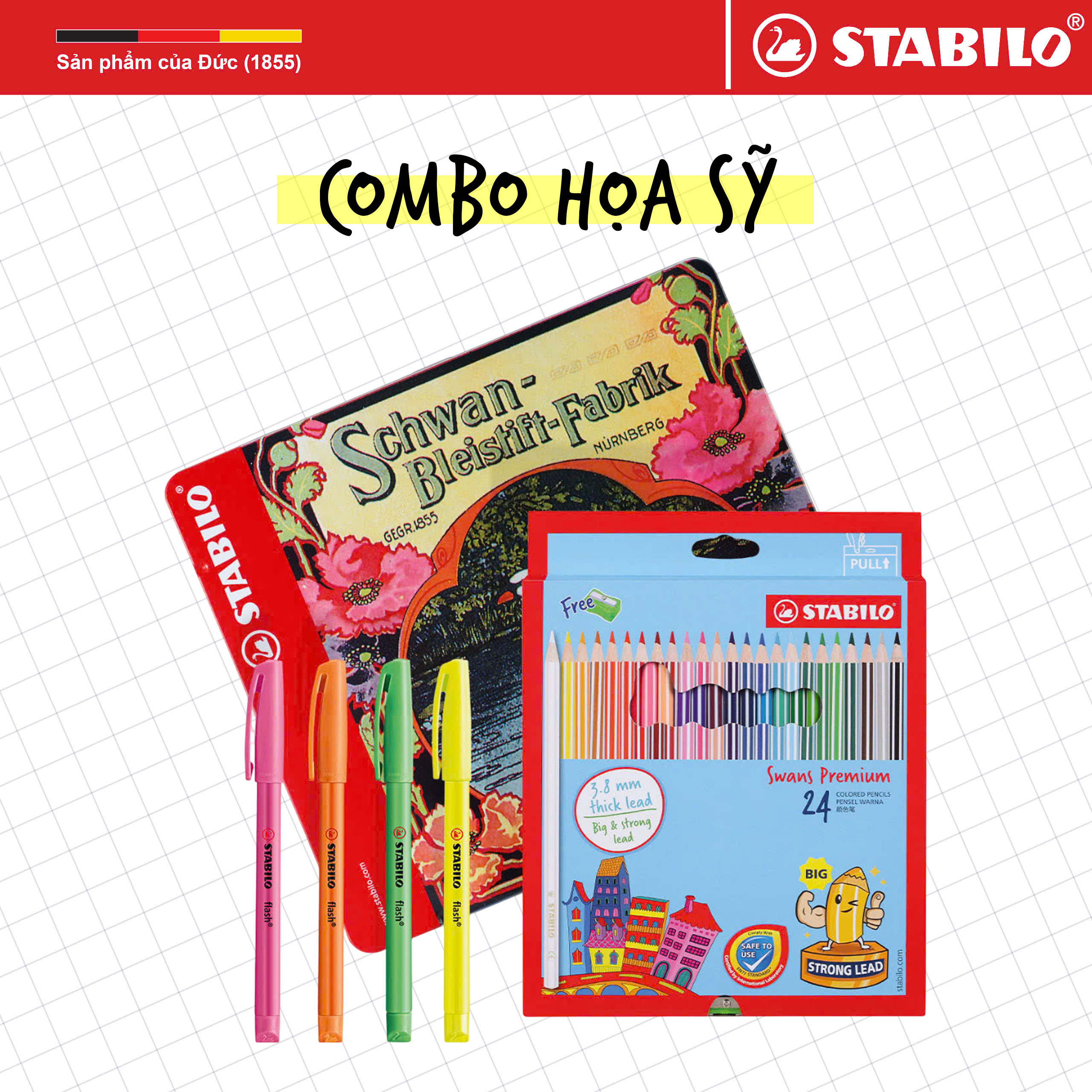 [GIÁ SỐC 399K] Combo HỌA SỸ 6 món sản phẩm STABILO