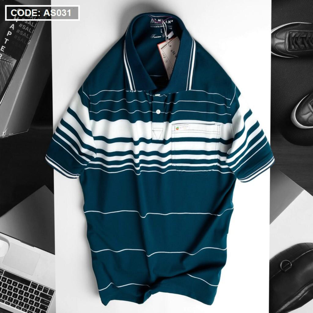 Áo Thun Polo nam trung niên có túi phối sọc vải cá sấu Cotton xuất xịn,chuẩn form,sang trọng-lịch lãm