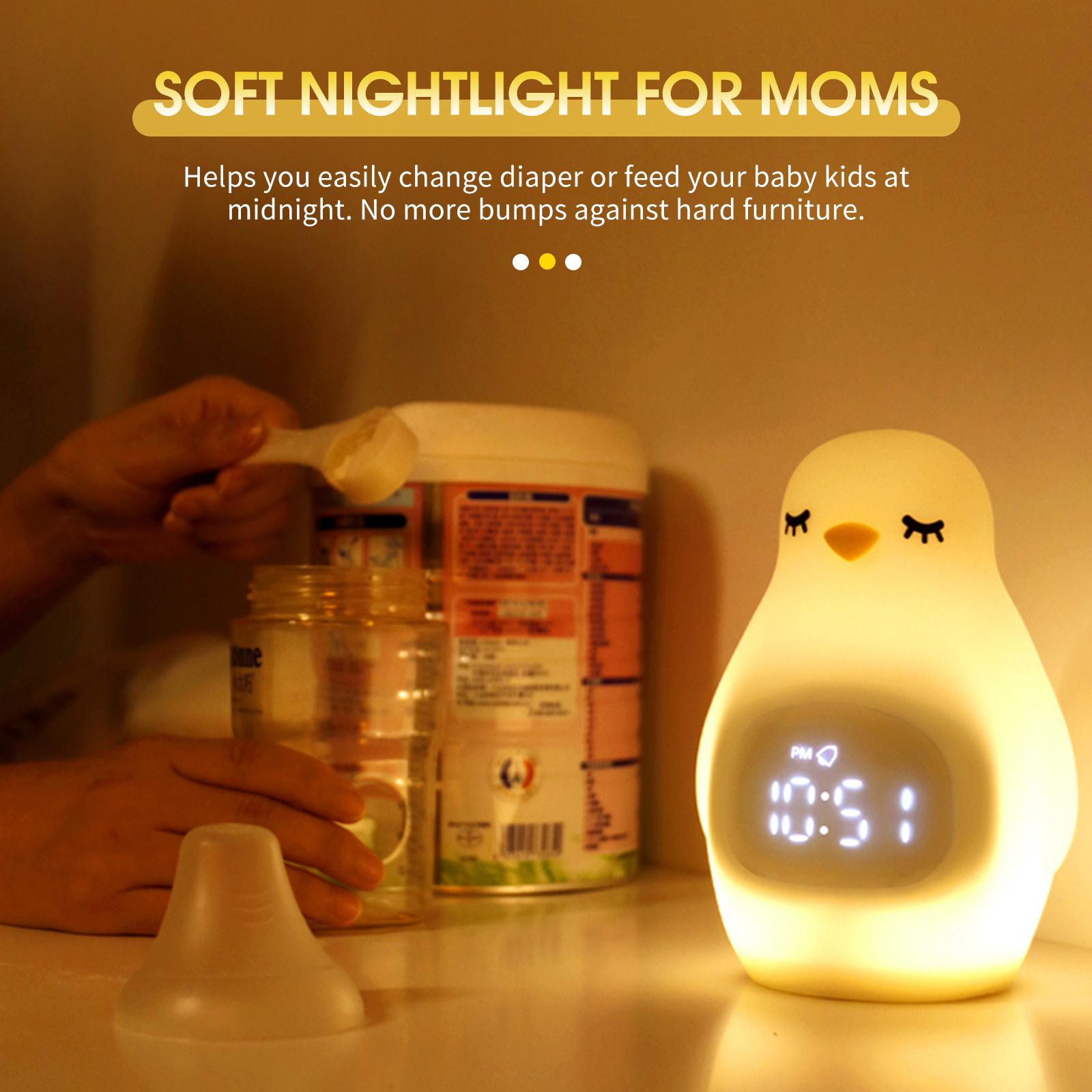 Đèn Ngủ Dễ Thương Với Đồng Hồ Báo Thức Cho Phòng Ngủ 2 Màu Đèn Led