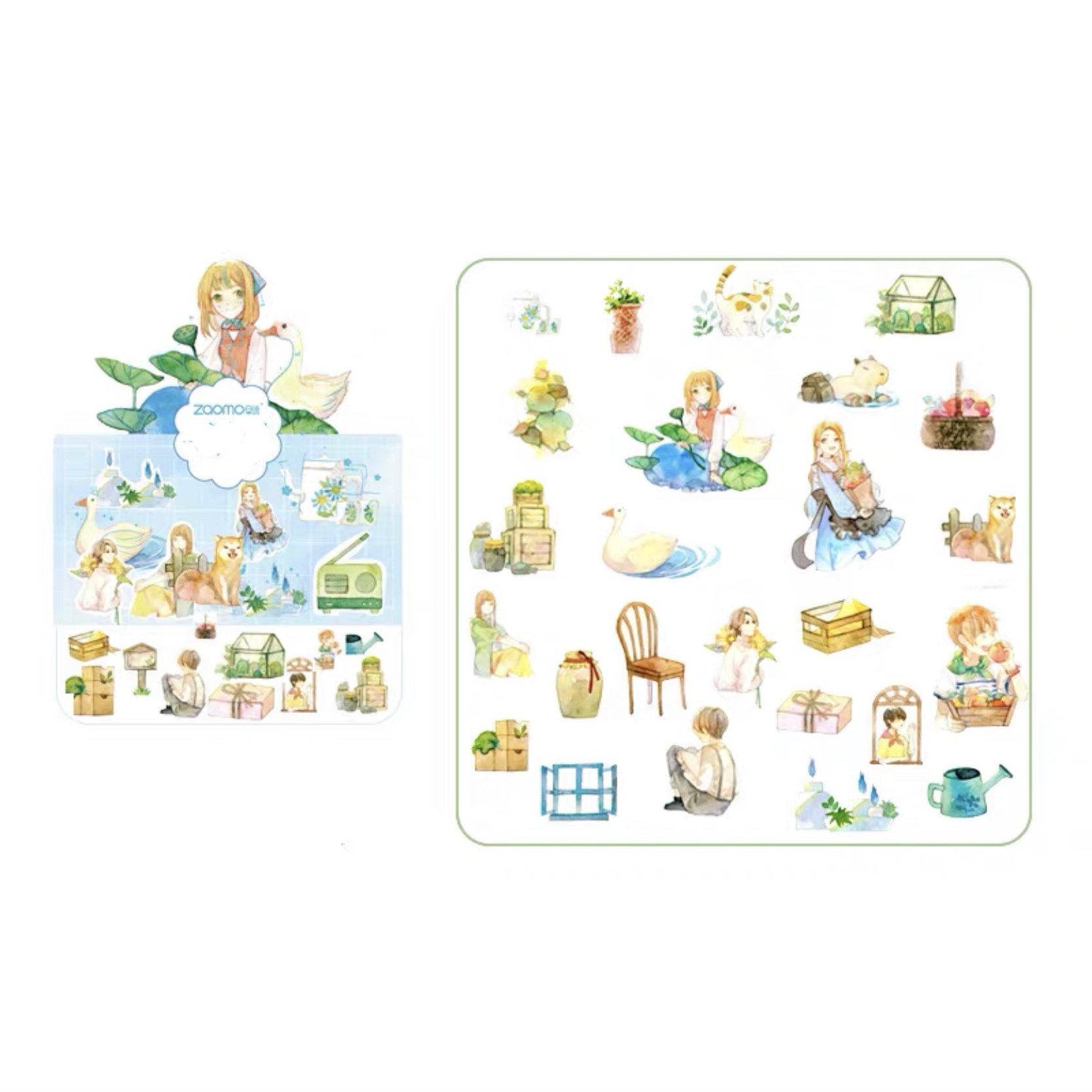 Gói 50 stickers cô gái xinh xắn có nhũ vàng