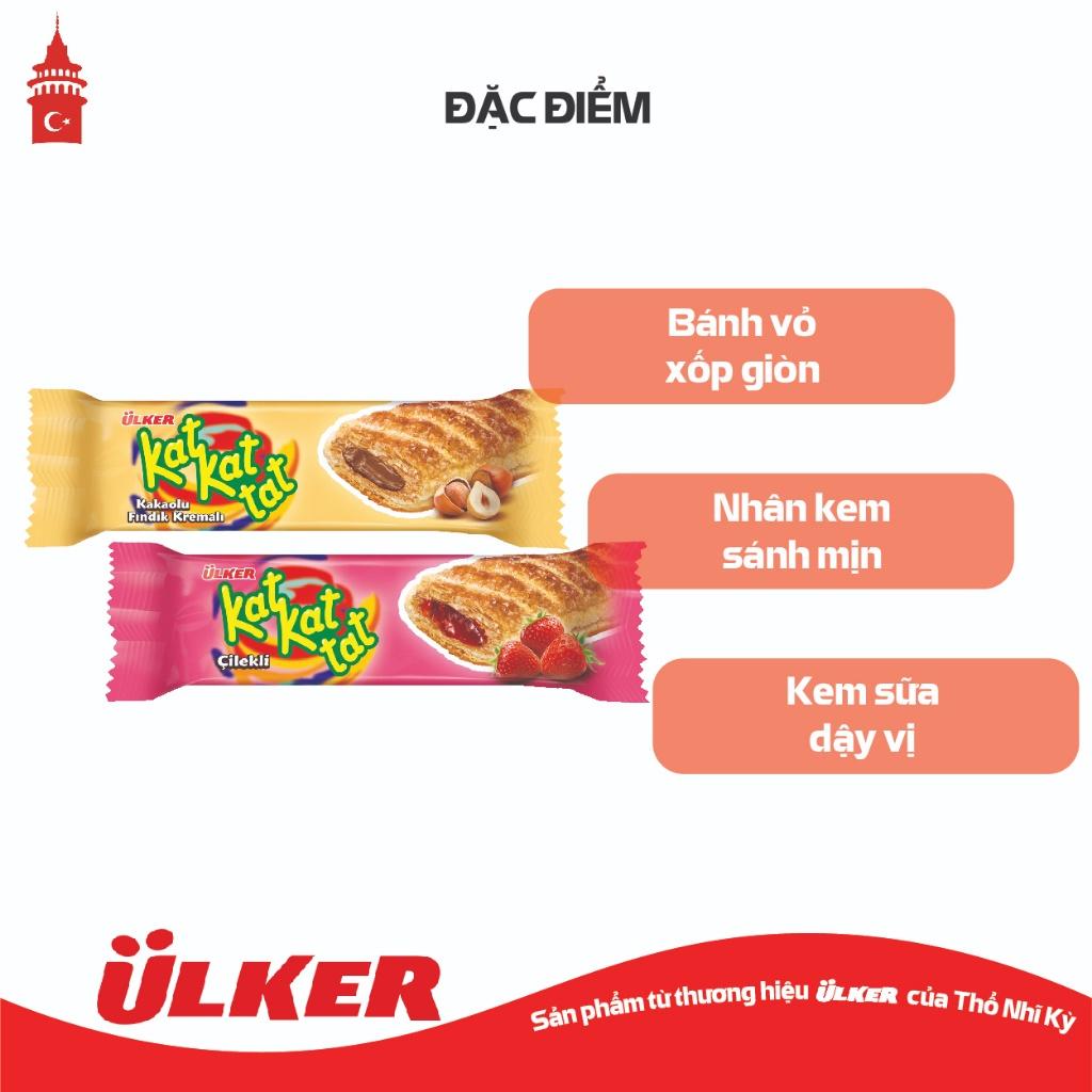 Bánh ngàn lớp ULKER KAT KAT TAT nhân kem Dâu 28g/ kem Cacao Hạt phỉ 25g