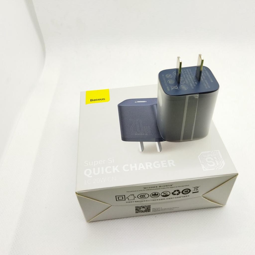 Bộ sạc nhanh 20W USB Type C Baseus Super SI Quick Charger QC3.0 cho iPhone 12 (1C, 20W, Chân dẹt) - Hàng chính hãng