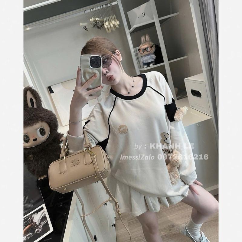 SET THU ĐÔNG GẤU HAI MÀU KEM VÀ ĐEN CC LAYLADANG DE