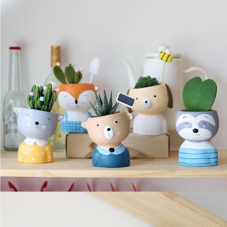 Chậu trồng cây, chậu hoa hình các con vât đáng yêu, phù hợp trồng cây để bàn như sen đá, xương rồng, cẩm nhung