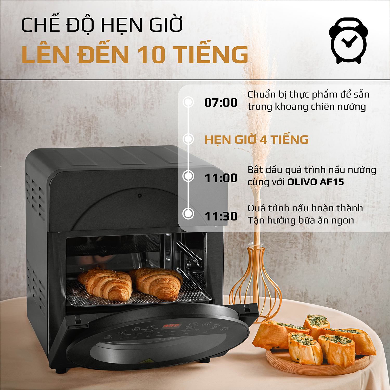 Nồi Chiên Không Dầu OLIVO AF15 [Hàng Chính Hãng] 16 Chức Năng - Dung Tích 15L - Công Suất 2000W - Thương Hiệu Mỹ