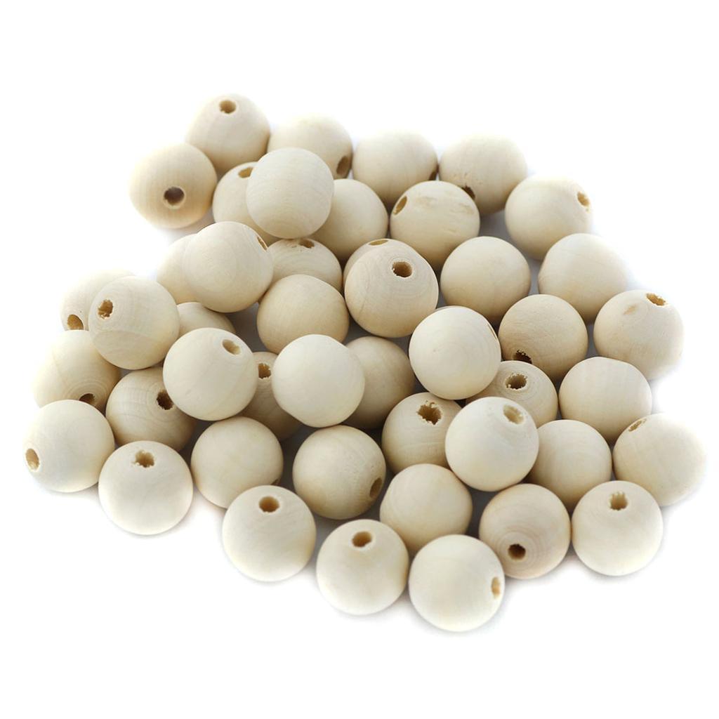 50x 20mm Natural Color Wood Round Wooden Beads Craft Jewelry Making Findings