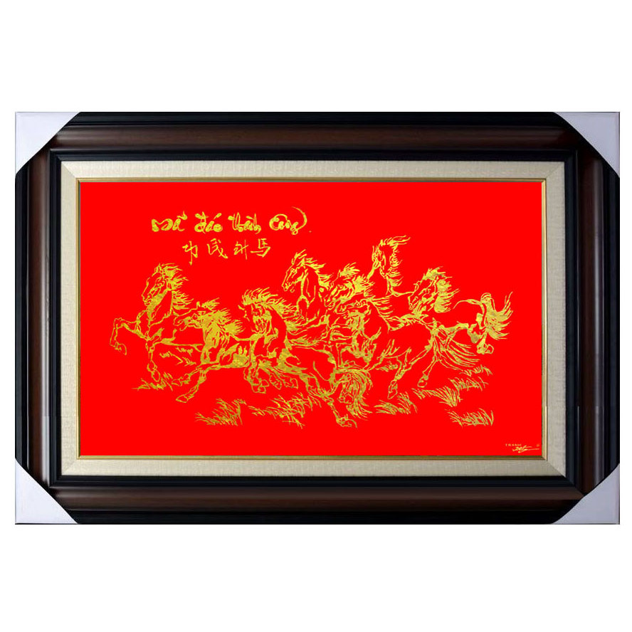 Tranh tân gia khai trương Mã đáo thành công ( Bát Mã) KT 56x76cm