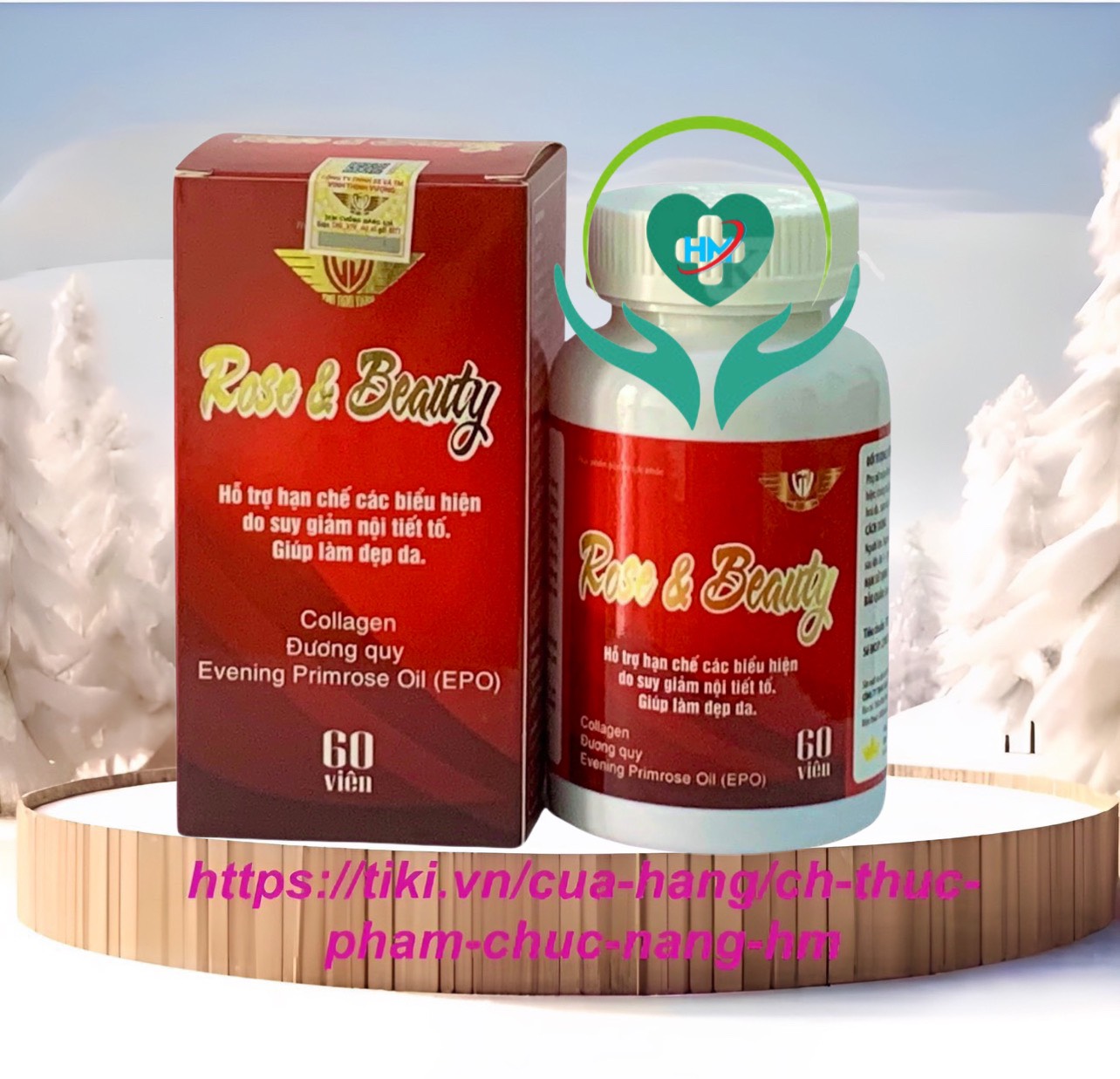 Viên uống đẹp da Rose and Beauty Vinh Thịnh Vượng VV, hộp 60v, cân bằng nội tiết tố nữ, chống lão hoá