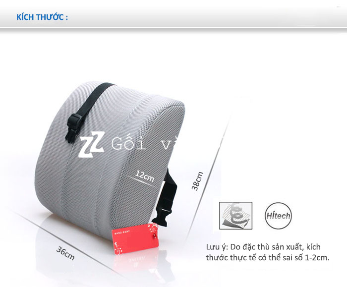 Gối Tựa Lưng Văn Phòng Cao Su Non Cỡ Lớn ZURI PILLOW GTL-02 Chống Đau Mỏi Lưng, Đau Cột Sống