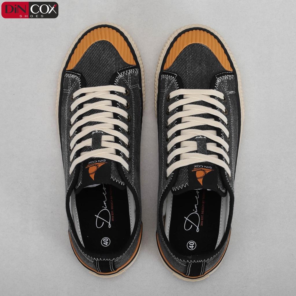 Giày Sneaker Vải Nam DINCOX D21 Ấn Tượng Black Wash Canvas Jean