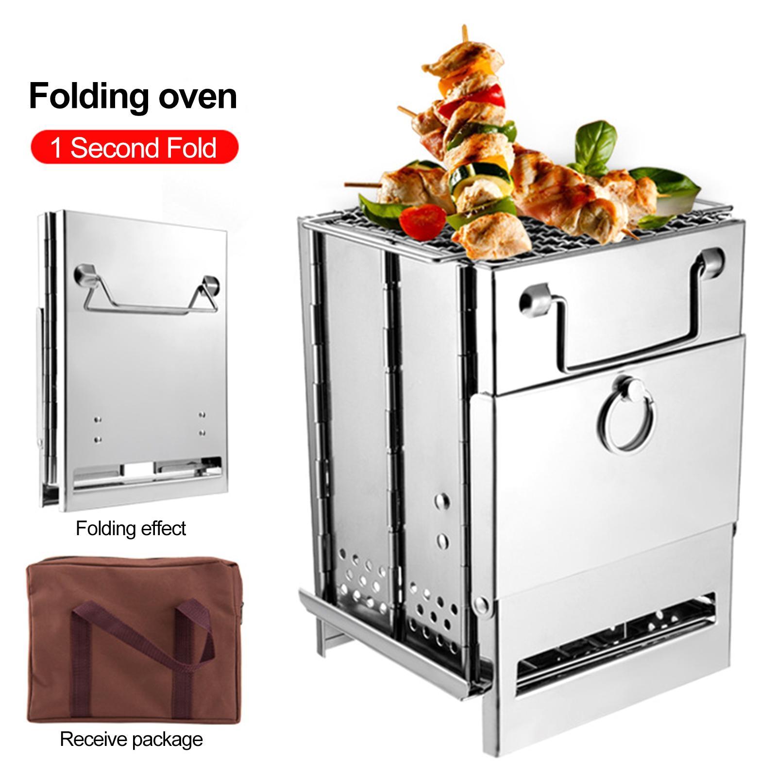 Mini Folding Camping Grill Stove Outdoor Stainless Steel for Hiking Travel