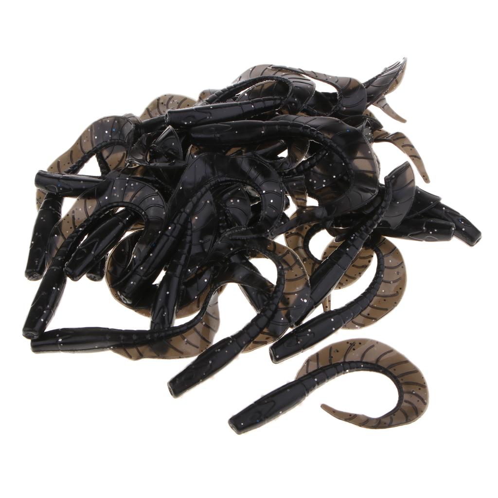 30pcs Grub Worm Fishing Lure Jig Head Soft Silicone Bait