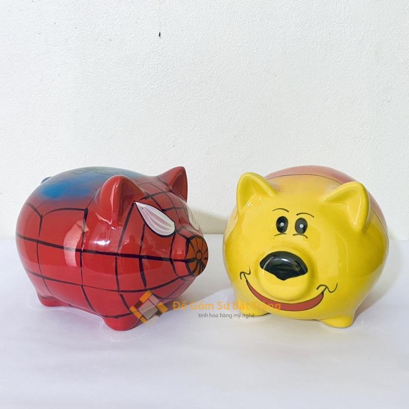 Heo đất tiết kiệm siêu nhân Size to, lợn đất chất liệu Gốm Sứ Bát Tràng siêu bền, bóng, đẹp