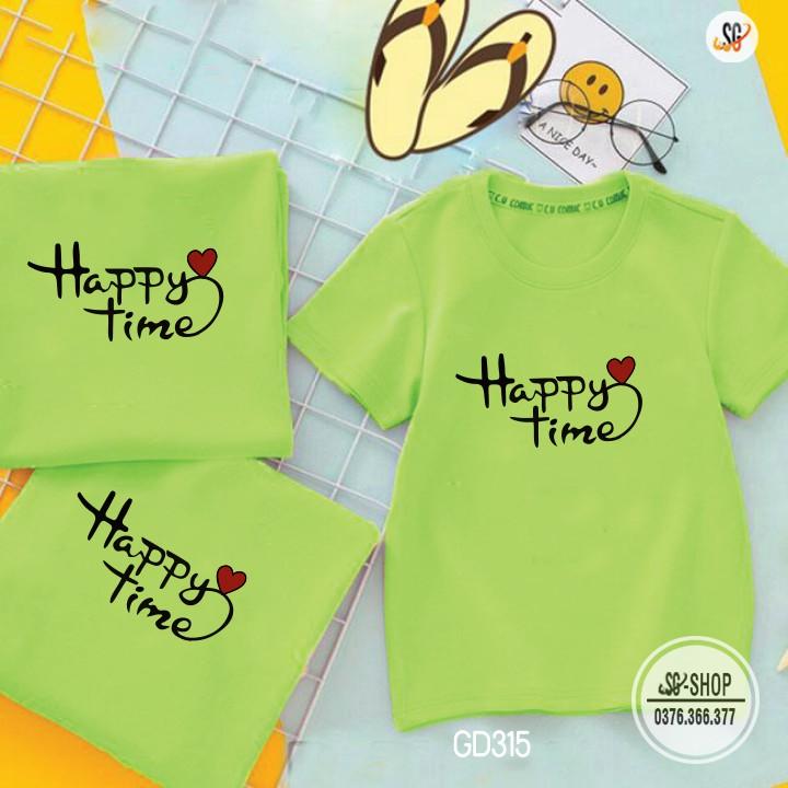 Áo Thun Gia Đình Happy Time - Có Nhiều Màu - Thun Cotton
