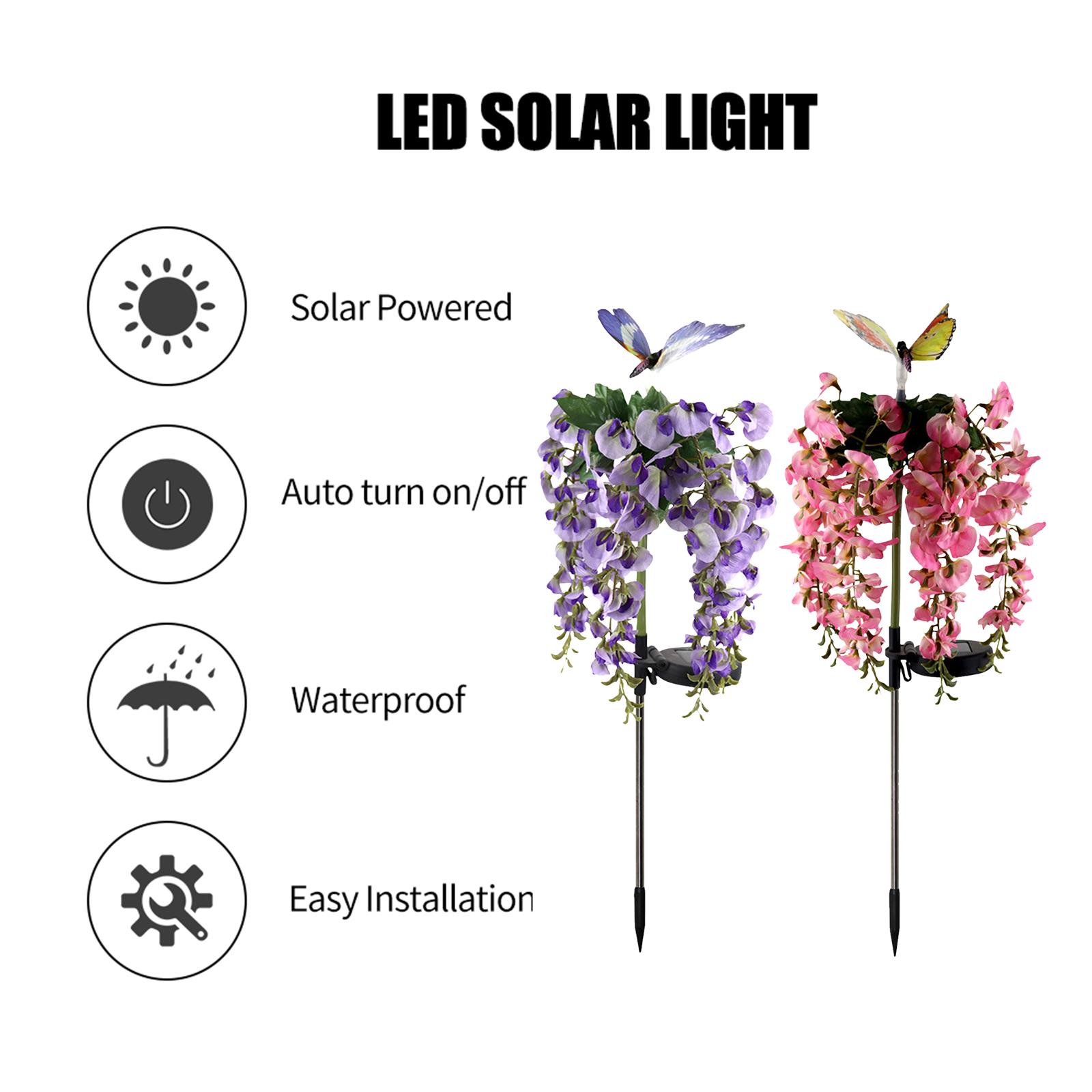 Solar Flowers Light Outdoor Decorative Stakes Lights 7 Color Changing LED Landscape Lights Waterproof Garden Stake Light