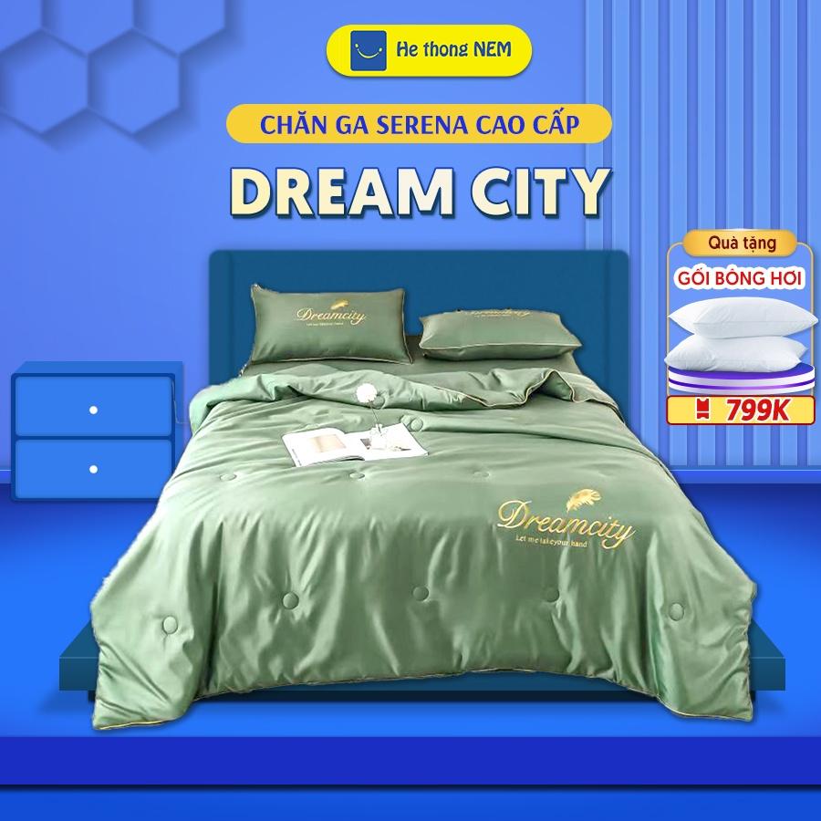 Bộ Ra Giường	5 Món Phi Lụa Cotton SERENA Cao Cấp Dream City Set Chăn Ga Drap Gối Nệm Trần Bông Chuẩn Khách Sạn 5 Sao